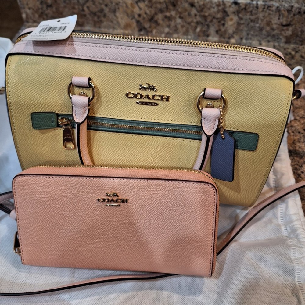 COACH Color Block Purse Rowan & Large Wallet